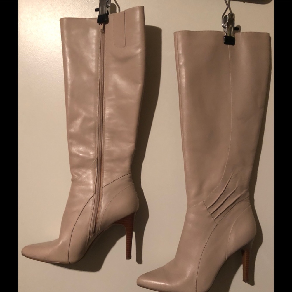 Cream heel boots